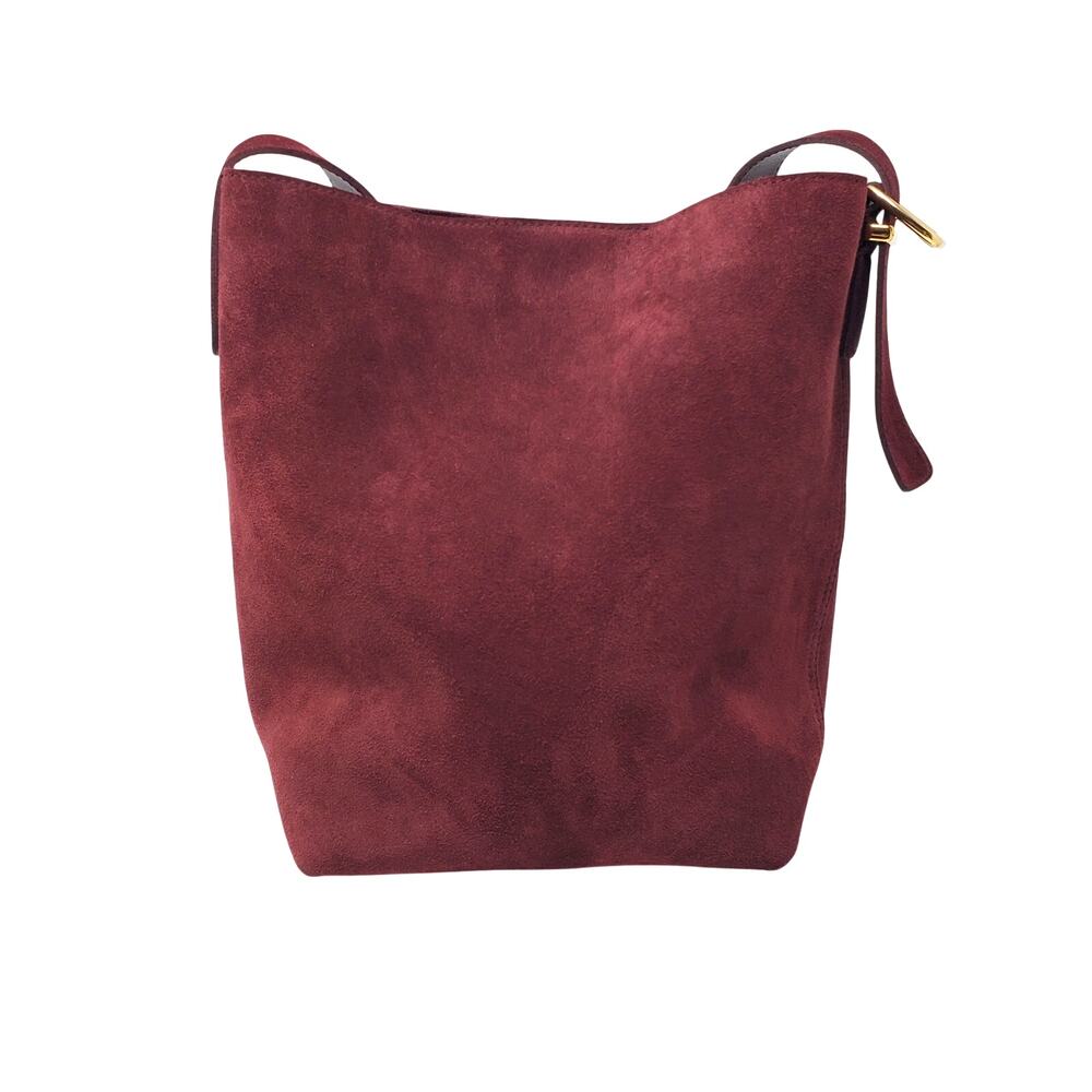 Madewell The Essential Medium Bucket Tote Bag Deep Merlot Suede Leather NR384 - Picture 2 of 9